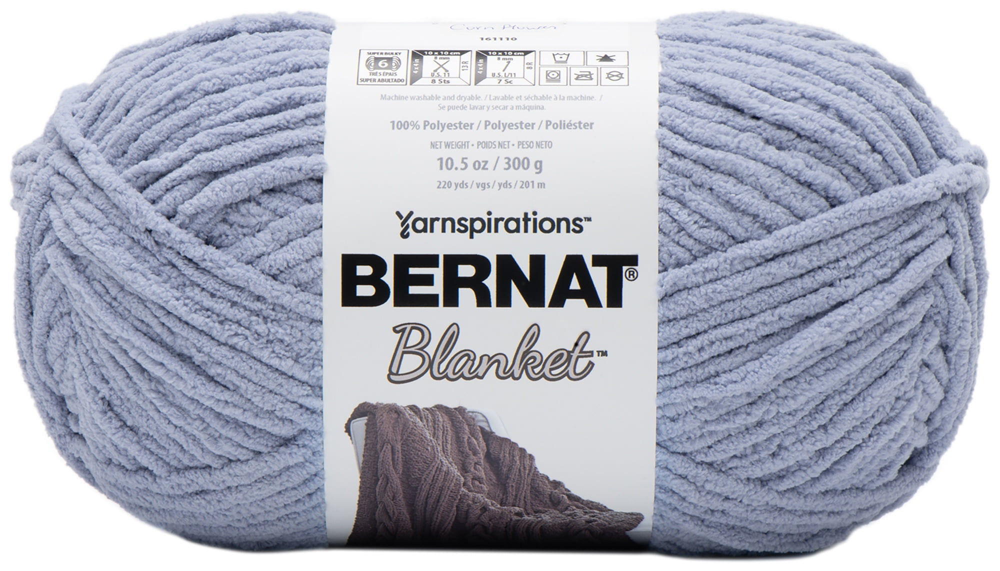 Spinrite 161110-10895 Bernat Blanket Big Ball Yarn, Cornflower
