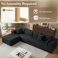 thumbnail image 3 of 4 Seats Boneless Modular Cloud Sectional Sofa with Chaise, Extra-Wide Deep Seats Plush Corduroy Sleeper Soft Couch for Modern Living Rooms, Small Spaces & Apartments (Dark Grey, 138"-L Shape Left), 3 of 7