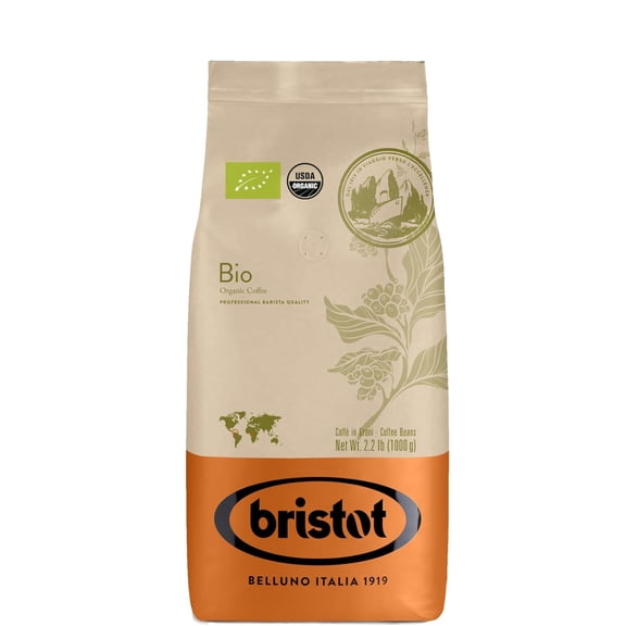 Bristot Organic Italian Coffee Beans - Premium Selection - Italian Espresso Beans Whole - USDA Organic- Medium Roast | 2.2 lb/1kg