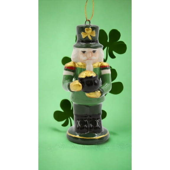 Irish Ceramic Nutcracker Ornament 1.625x1.625x3.875 Christmas St Patricks Day Decor