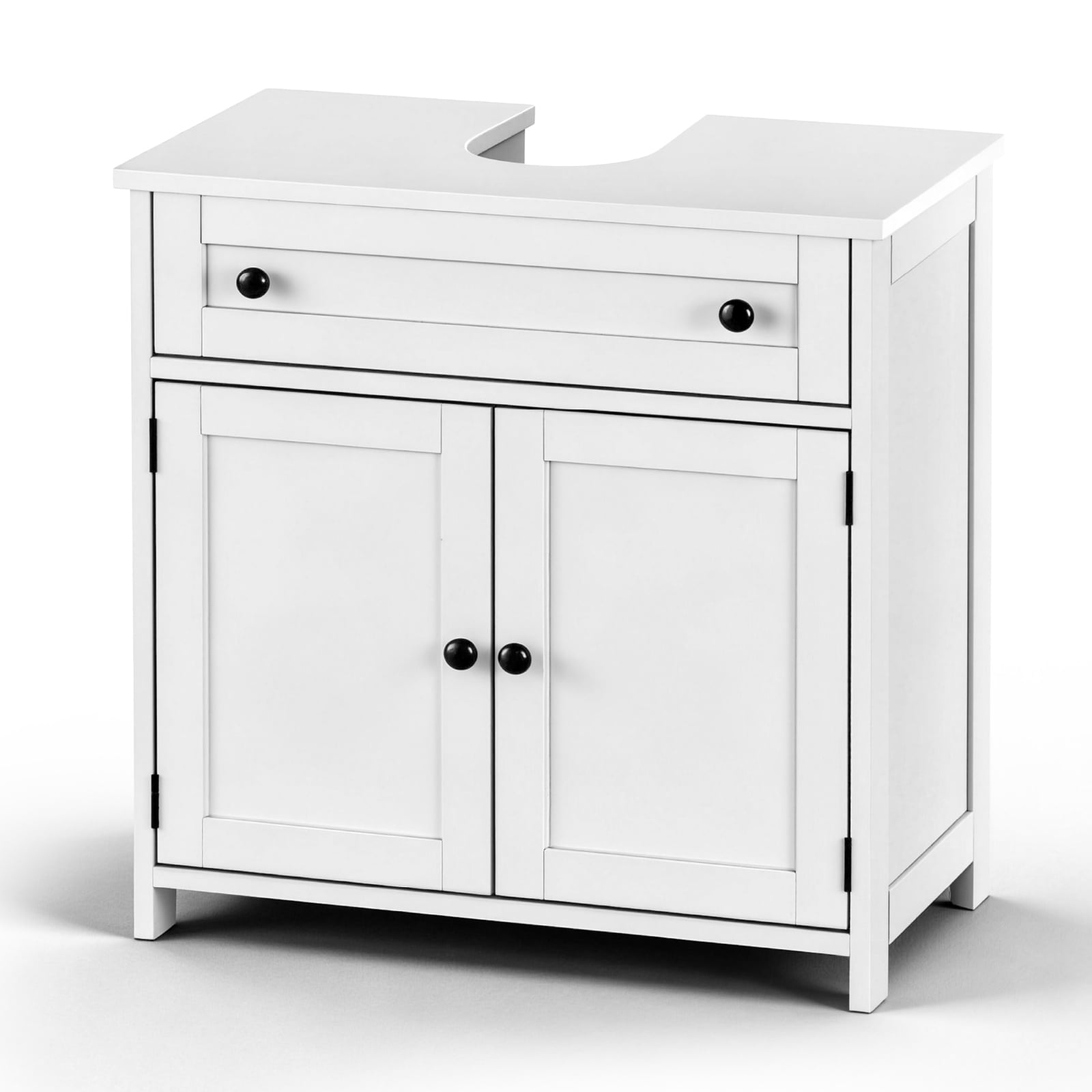 Ktaxon Bathroom Vanity Cabinet, Under Sink Pedestal w/ One Drawer and Two Doors, Wall - mounted Drainage, White