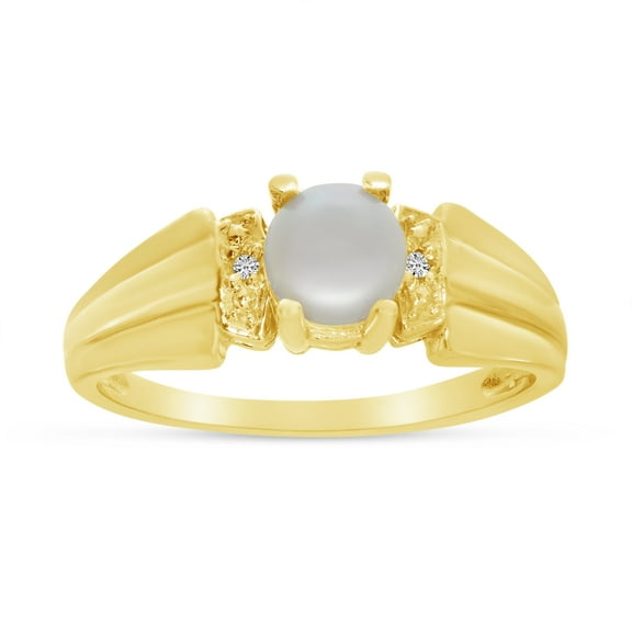 14k Yellow Gold Freshwater Cultured Pearl And Diamond Ring