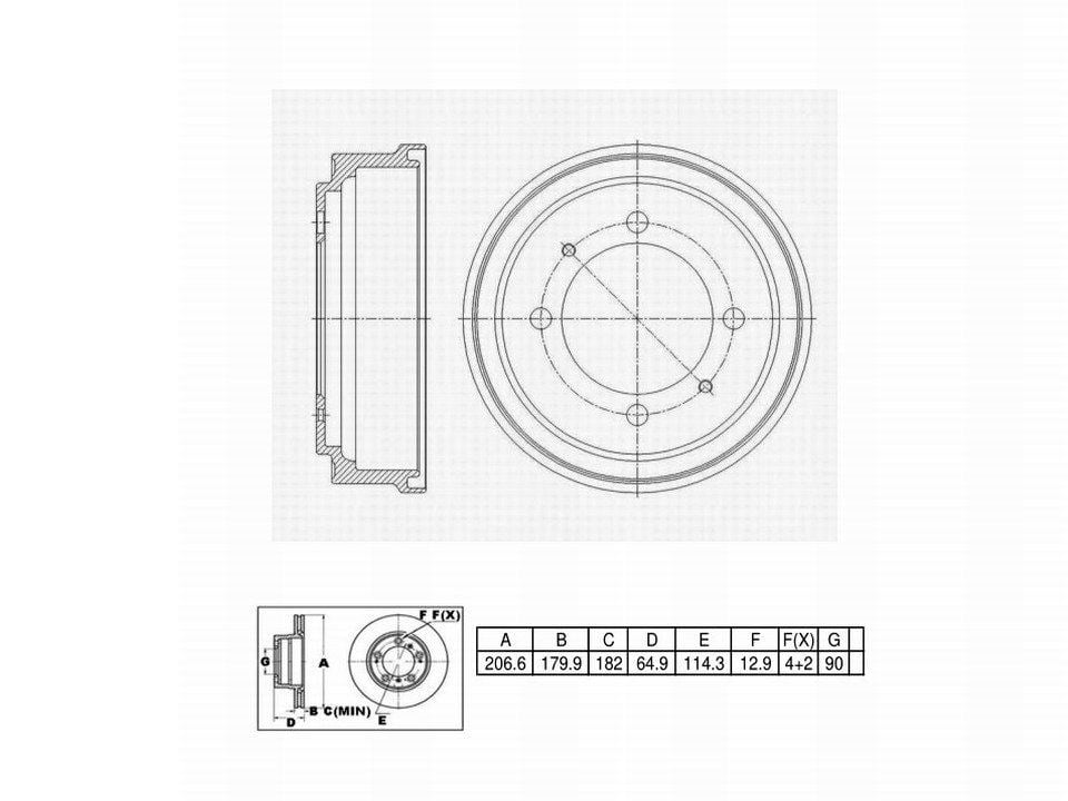 Winstop Brake Drum, Rear WS235903, Mitsubishi Mirage 1992-1989