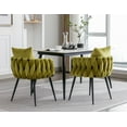 thumbnail image 4 of Dining Chairs Set of 2, Kitchen & Dining Room Chairs with Woven Back and Metal Legs, Modern Velvet Accent Side Chair for Dining Room, Kitchen, Vanity, Living Room, Olive, 4 of 9