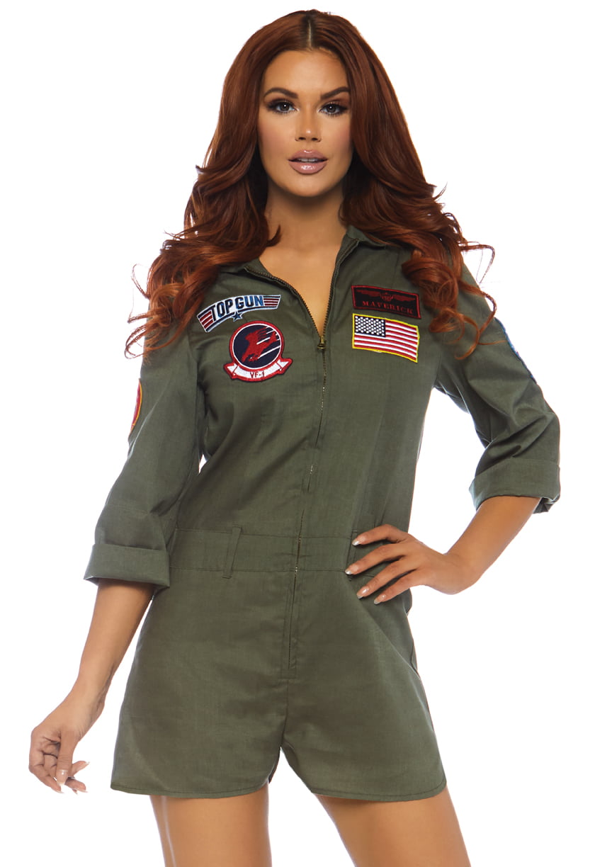 Leg Avenue Top Gun Womens Romper Flight Suit Costume - Walmart.com.
