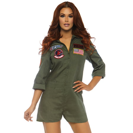 Leg Avenue Top Gun Womens Romper Flight Suit Costume