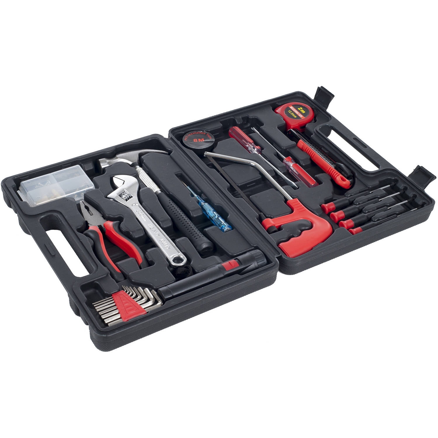 Household Hand Tools, 65 Piece Tool Set by Stalwart, Set Includes “ Hammer, Adjustable... by Trademark Global