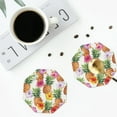 thumbnail image 4 of Yiaed Hawaiian Pineappl Print Leather Coasters for Drinks - Cup Coasters Coffee Table Kitchen Table Bar, Home & Office Gifts Handmade Drink Coasters-Octagon, 4 of 6