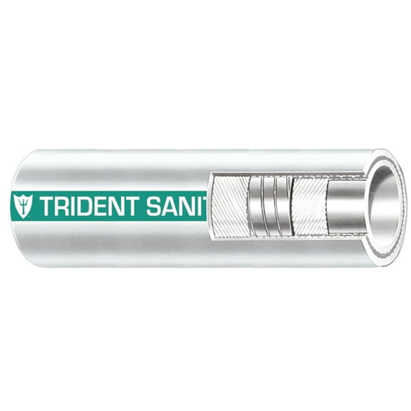 Trident 1021006 White 1" ID x 50' Premium Sanitation Hose with Wire Helix