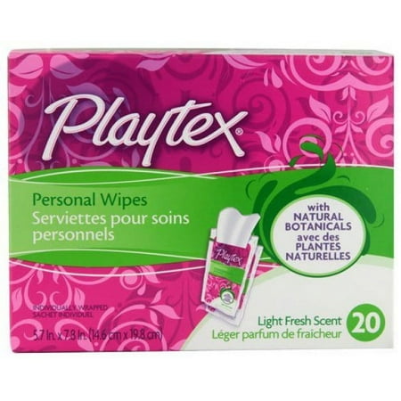 Playtex Personal Cleansing Cloths Singles, Light Fresh Scent 20 Count Boxes - 2 Packs