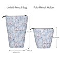 thumbnail image 2 of Lsque Blue Butterfly Pattern Telescopic Pencil Bag Pen Holder Stationery Case, Stand-up Retractable Transformer Bag Organizer, 2 of 6