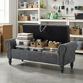 thumbnail image 6 of Modern Large Upholstered Storage Bench with Lift-Top Lid & Upgraded Soft-Close Mechanism, Corduroy Ottoman, Frame & Plywood Suitable for Bedroom, Entryway, Closet, Space-Saving Furniture, Grey, 6 of 8