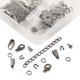 thumbnail image 3 of 1Box DIY Jewelry Making Finding Kit Including Zinc Alloy Lobster Claw Clasps Iron Jump Rings & Ends Chains & Crimp Ends Brass Snap on Bails & Wire Guardian Gunmeta, 3 of 5