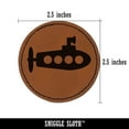 thumbnail image 2 of Submarine Doodle 2.5" Faux Leather Round Engraved Iron-On Patch - Brown, 2 of 6
