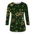 thumbnail image 3 of St. Patrick's Day Shirts for Women 3/4 Sleeve Clover Shamrock Graphic Tee Tops Casual Holiday Blouses Tunics, 3 of 4