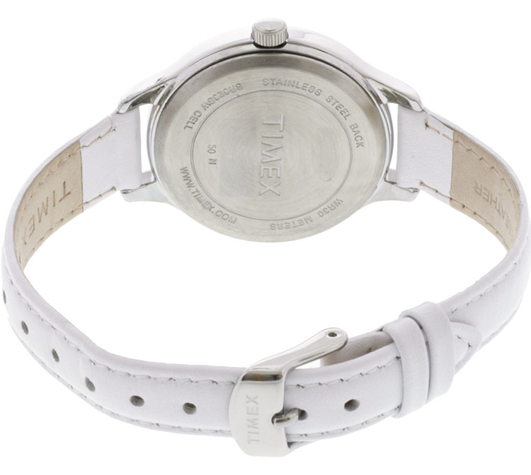 Timex Women's Crystal Bloom Swarovski  Brass Case/White Leather Watch TW2R66800