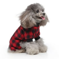 Deepwonder Pet Pajamas for Dogs Red Plaid Sweaters Soft Clothes Puppy Apparel for Small Medium Dogs