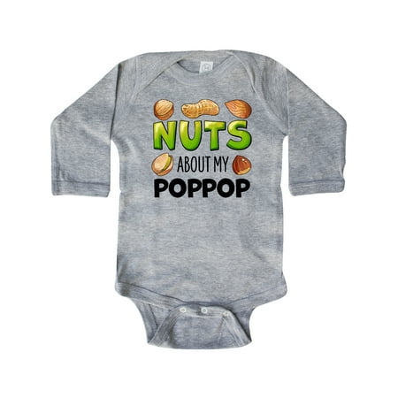 

Inktastic Nuts About My Poppop Peanut Almond Pistachio Gift Baby Boy or Baby Girl Long Sleeve Bodysuit