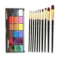 thumbnail image 1 of Kit de pintura facial y corporal de 18 colores con 10 pinceles para maquillaje de Halloween 18 colores mate, 1 of 8