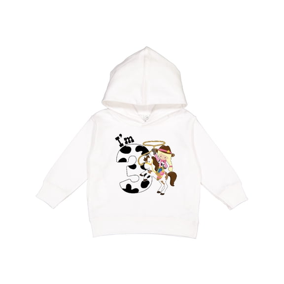 Inktastic I'm Three-cowgirl Riding Horse Birthday Toddler Hoodie