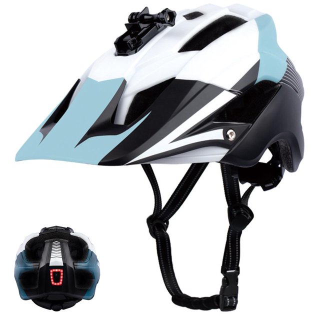 Casco De Bicicleta De Montaña Para Adultos Casco De Bicicleta De Montaña Con Luz Trasera De Seguridad Casco De Bicicleta Casco De Ciclismo Con Montura De Cámara Y Visera Desmontable Yuarrent OD015659-02