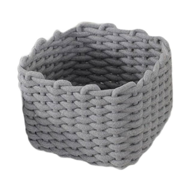 Cesta decorativa tejida en macramé, caja de almacenamiento multifuncional, elegante y con toalla. Gris