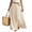 02#Beige, variant on Womens Linen Maxi Skirts Summer Boho Solid Beach Elastic High Waist Pleated A-Line Flowy Swing Long Maxi Skirts