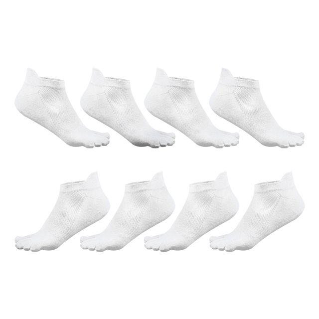 Jumpingount 4a Juego De 2 Calcetines De Cinco Dedos Elásticos Y Duraderos De Algodón Para Actividades Atléticas Antibacteriano Medias blanco