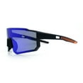 thumbnail image 6 of Boys Color Mirror 90s Shield Rimless Wrap Sport Plastic Sunglasses Black Orange - Blue Mirror, 6 of 8