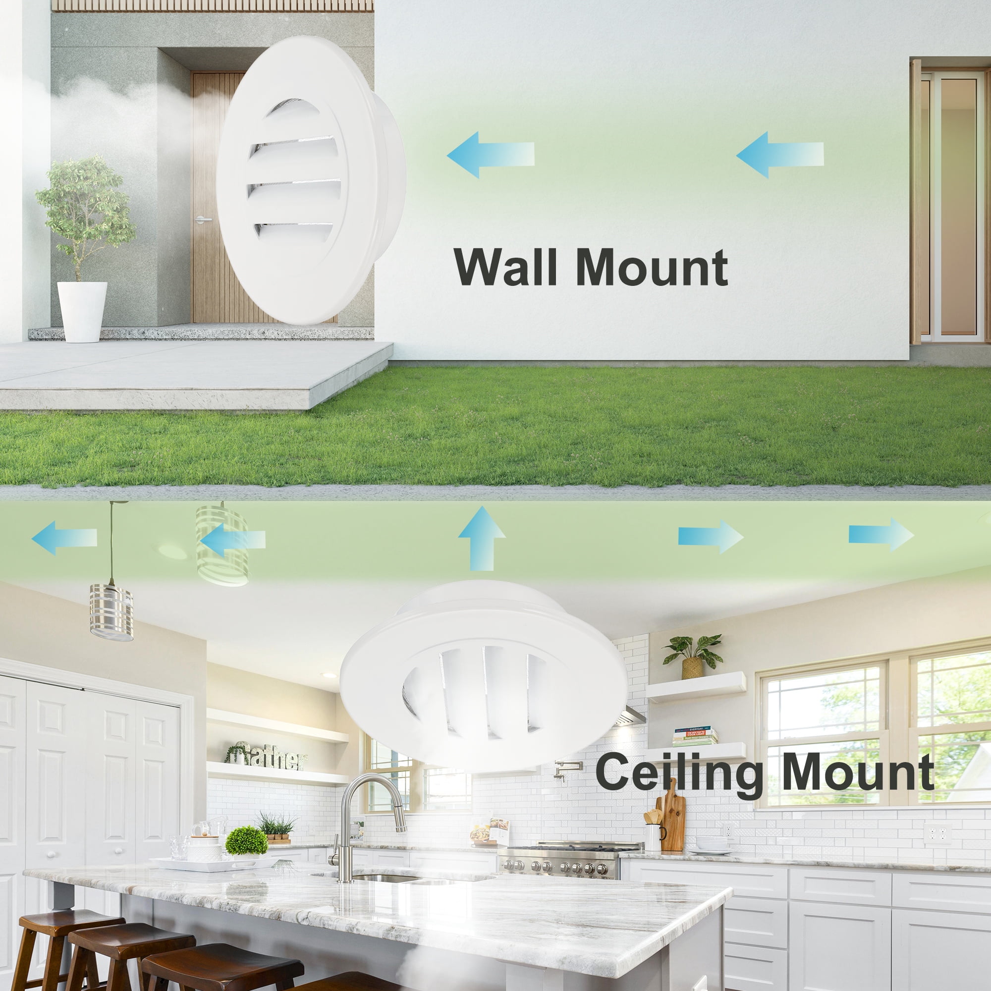 Round Soffit Vent, Aluminum Alloy Wall Vent Grille Cover for Exhaust White 6 Inch