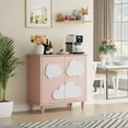 thumbnail image 6 of Anbuy Sideboard Buffet Cabinet with Storage 2 Doors, 31.5'' Cloud Buffet with Decoration, Scalloped Coffee Bar with Adjustable Shelf for Kitchen, Living Room (Pink & White), 6 of 6