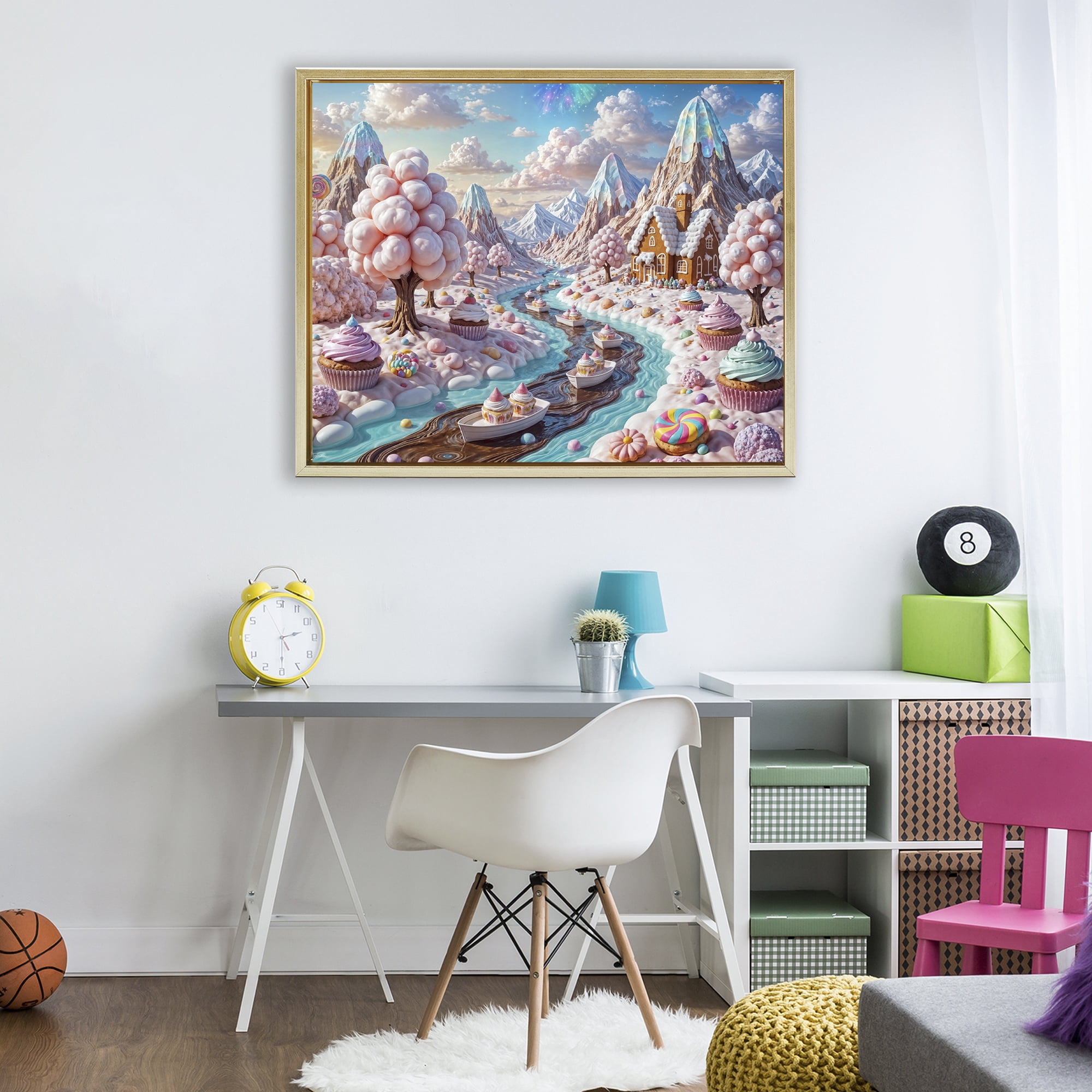 Stupell Industries Dreamlike Candy Land Whimsy Gold Framed Floater Canvas Wall Art, design by Tabz Jones