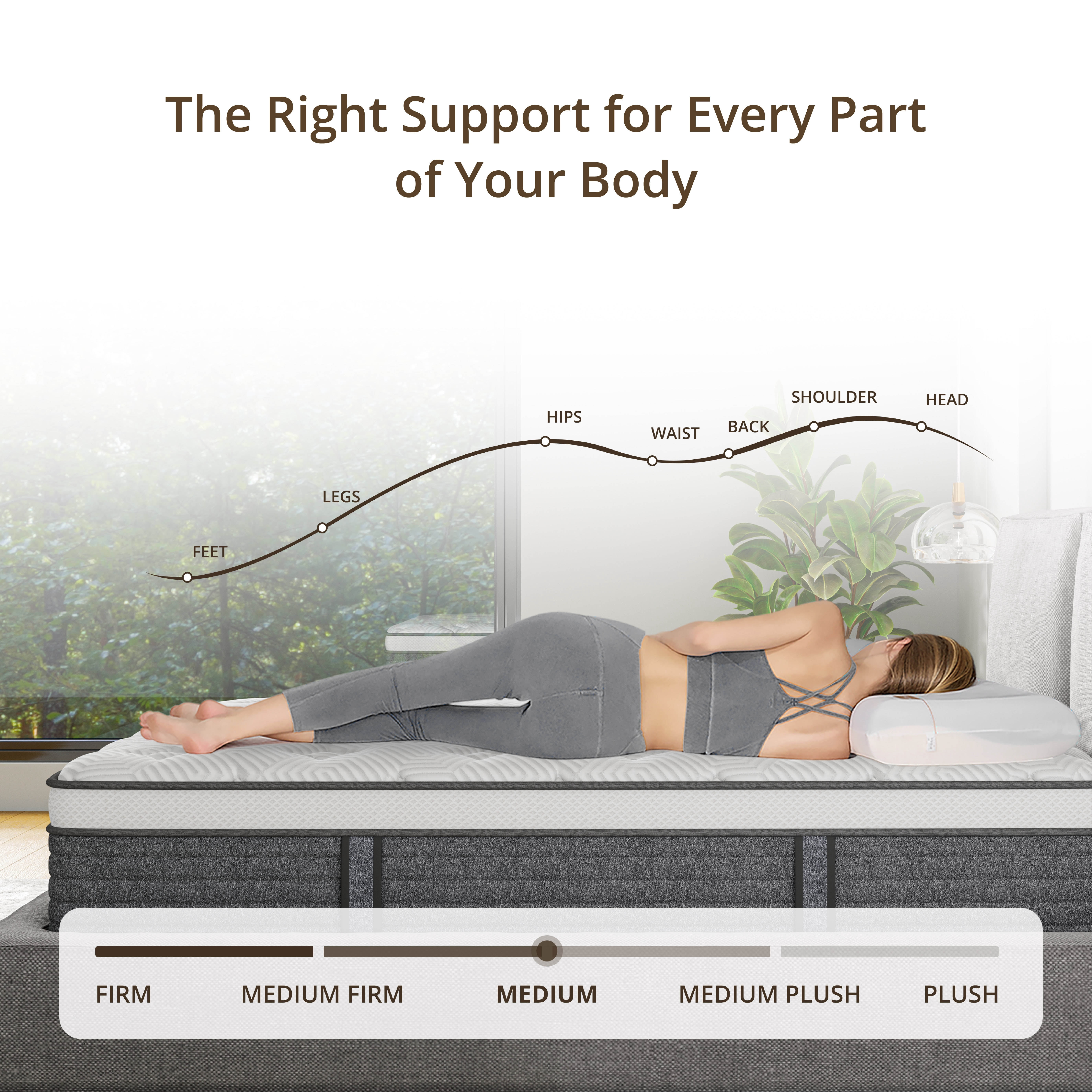EGOHOME StarryRest Queen Mattress, 12" Hybrid Mattress in a Box, Medium, Gray