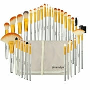 RUEOO 32Pcs Kabuki Makeup Brushes Contour Foundation Pencil Brushes & Champagne Bag US