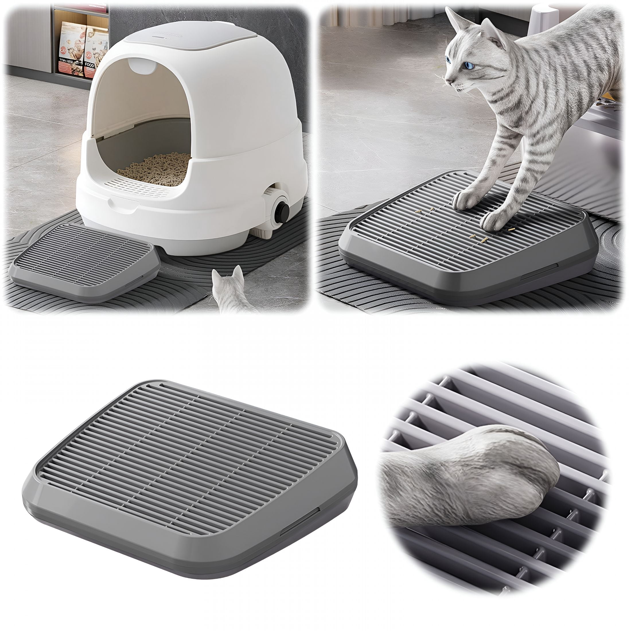 ACDANC Self-Cleaning Cat Litter Ramp with Double-Layer Filtration System Low-Entry Step Design High Capacity Tracking Control Senior Cat Accessible Anti-Pedal Pet Hygiene Solution