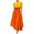 thumbnail image 3 of YUEJUIR Knee Length Skirts for Women Summer Casual Color Spring Solid Long Fashion Skirts Women's Skirt Maxi Skirt Summer Skirts Floral Skirt (Orange,XL), 3 of 5