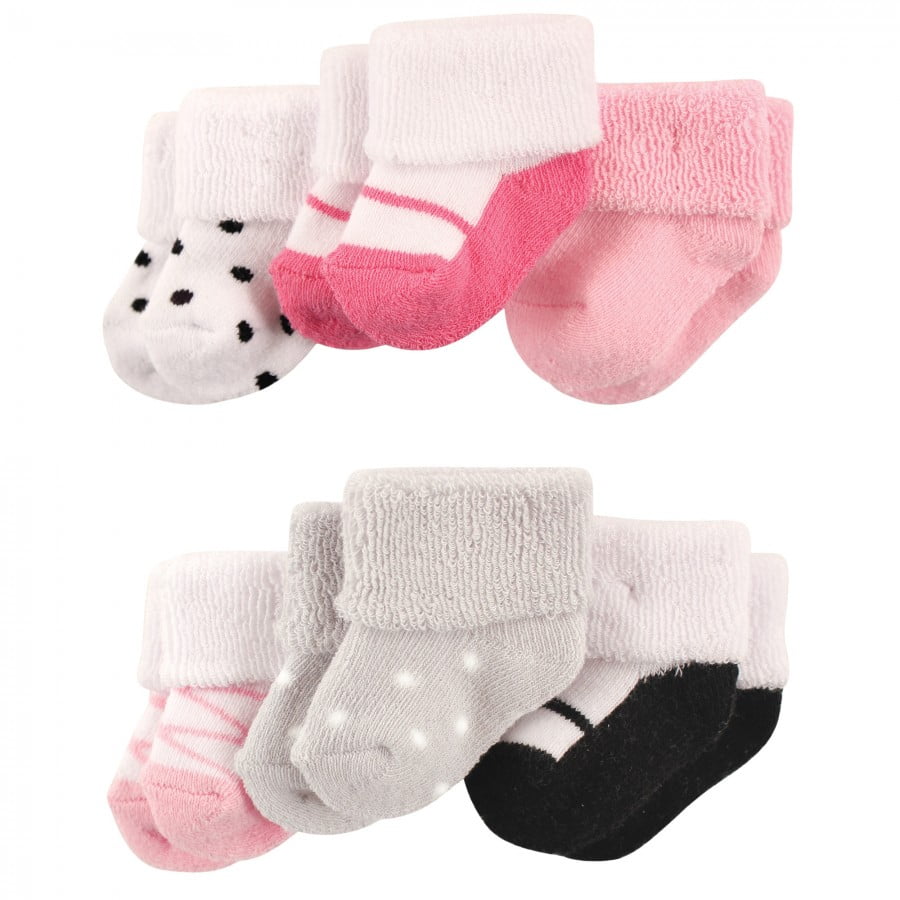 Non Slip Toddler Trainer Socks with Rock Star Design in Pink or Blue 