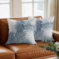 thumbnail image 3 of Throw Pillow Covers, Blue Grey Palm Leaves Decorative Throw Pillow Covers 20x20 Inch, Summer Botanical Tropical Leaf Square Linen Pillow Cases for Couch/Living Room/Sofa, 3 of 9