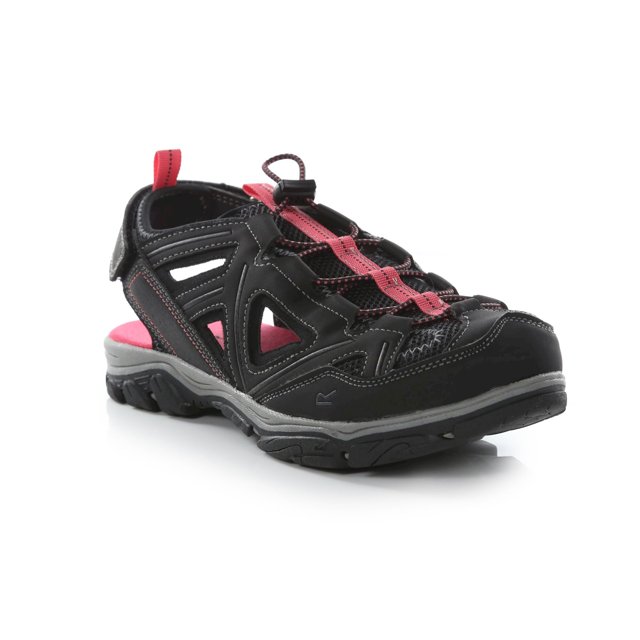 Regatta - Sandalias Westshore II Cordón, Slip-on, Ajustable, Presilla para Mujer (Negro, Rosa Rethink) Regatta UTRG7762_blackrethinkpink