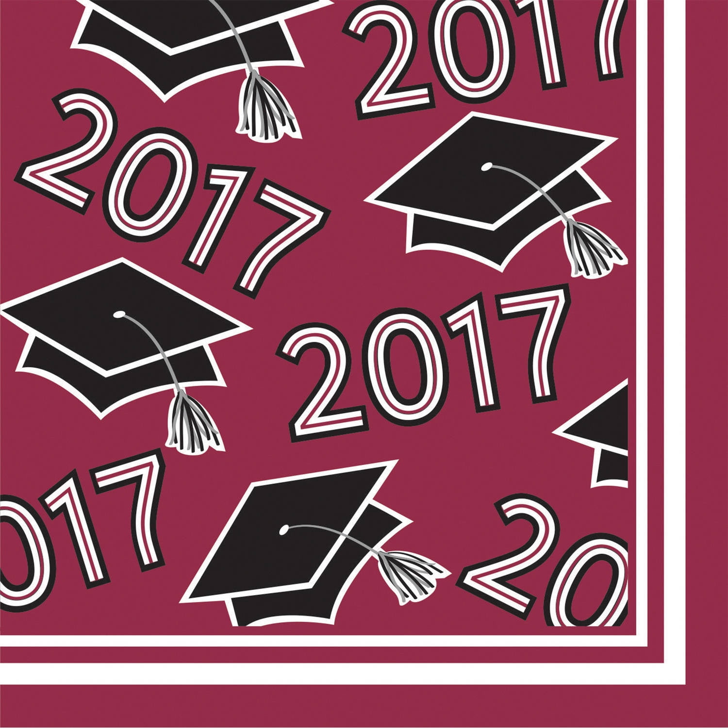 Class of 2017 Burgundy Beverage Napkins, 36pk by CREATIVE CONVERTING