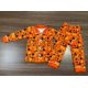 thumbnail image 1 of Conjunto de pijama de Halloween para niños y niñas, tela de seda de leche, calabaza amarilla + pantalones de manga larga con diseño de Castillo, conjuntos de pijama para 2 hermanos, 1 of 4