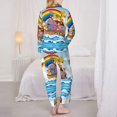 thumbnail image 3 of Pajama Sets for Women 2 Pcs, Rainbow Animals Noah's Ark Button Down Long Sleeve Sleepwear Lounge PJ Sets, 3 of 6