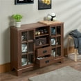 thumbnail image 6 of Visentor 42 Inch Console Table, Buffet Sideboard, Kitchen Dining Room Storage Cupboard Storage Cabinet with Glass Doors, Walnut, 6 of 7