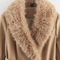 thumbnail image 6 of Women's Trendy Coats Long-Sleeve V-Neck Casual Winter Coat with Furry Collar and Double Pockets Khaki M, 6 of 9