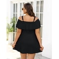 thumbnail image 5 of a.Jesdani Women Plus Size One piece Swimsuits Tummy Control Two Piece Bathing Suit Off Shoulder Ruffled Flounce Swimdress with Shorts Black 2X, 5 of 12