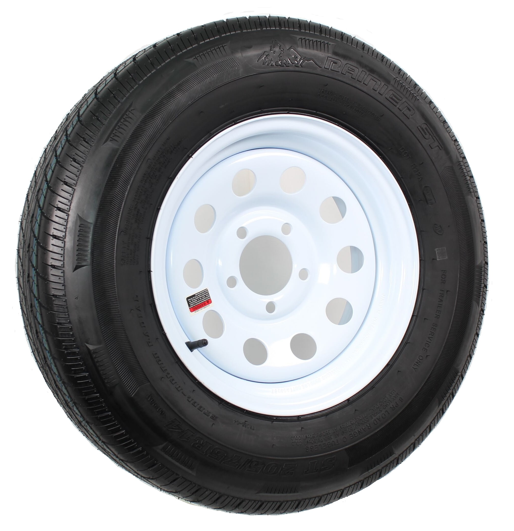 2-Pk Radial Trailer Tire On Rim ST205/75R14 14 LRC 5 Lug Silver Modular Wheel 
