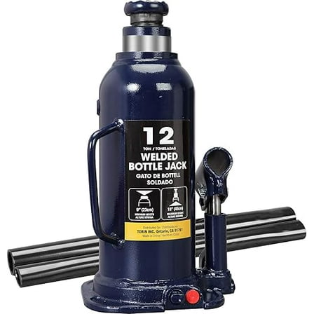 TCE AT91203BU Torin Hydraulic Welded Bottle Jack, 12 Ton (24,000 lb) Capacity, Blue