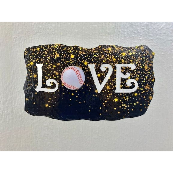 3D Bedroom Wall Decal Sticker For Girls Custom Designs With 3D Softball Cute 3D Baseball On Lightening Stars Background - Love Easily Applied And Removable - Size: 16 In X 7 In