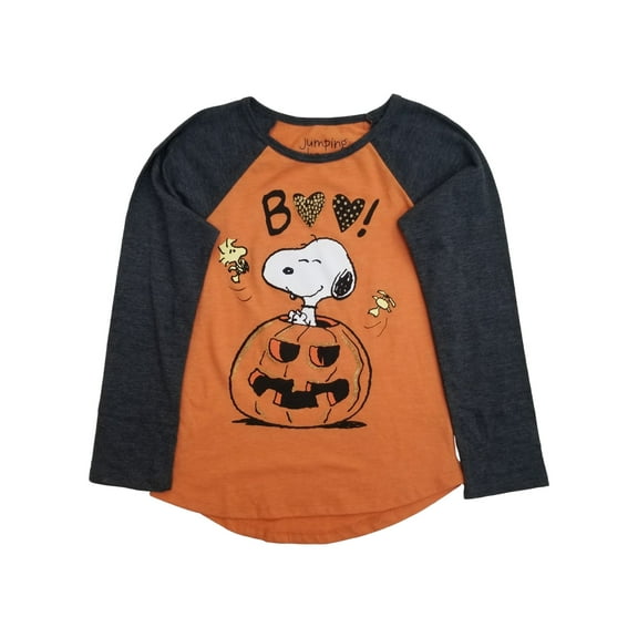 Peanuts Girls Orange Black Snoopy Boo Pumpkin Halloween T-Shirt Tee Shirt 4