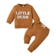 thumbnail image 4 of JUMEYU Baby Boy Outfits Baby Boy Fall Outfits Toddler Boy Sweatshirt Pullover Tops Pants Infant Baby Fall Winter Clothes 3 6 9 12 24 Months 2T 3T 4T (Brown,12-18 Months), 4 of 6